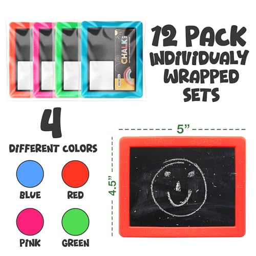 Neon Chalkboard Set for Kids - Mini Chalk Boards Each with 2 Chalk Sticks, and 1 Eraser for Boys and Girls Birthday Party Favors for Kids Goodie Bags